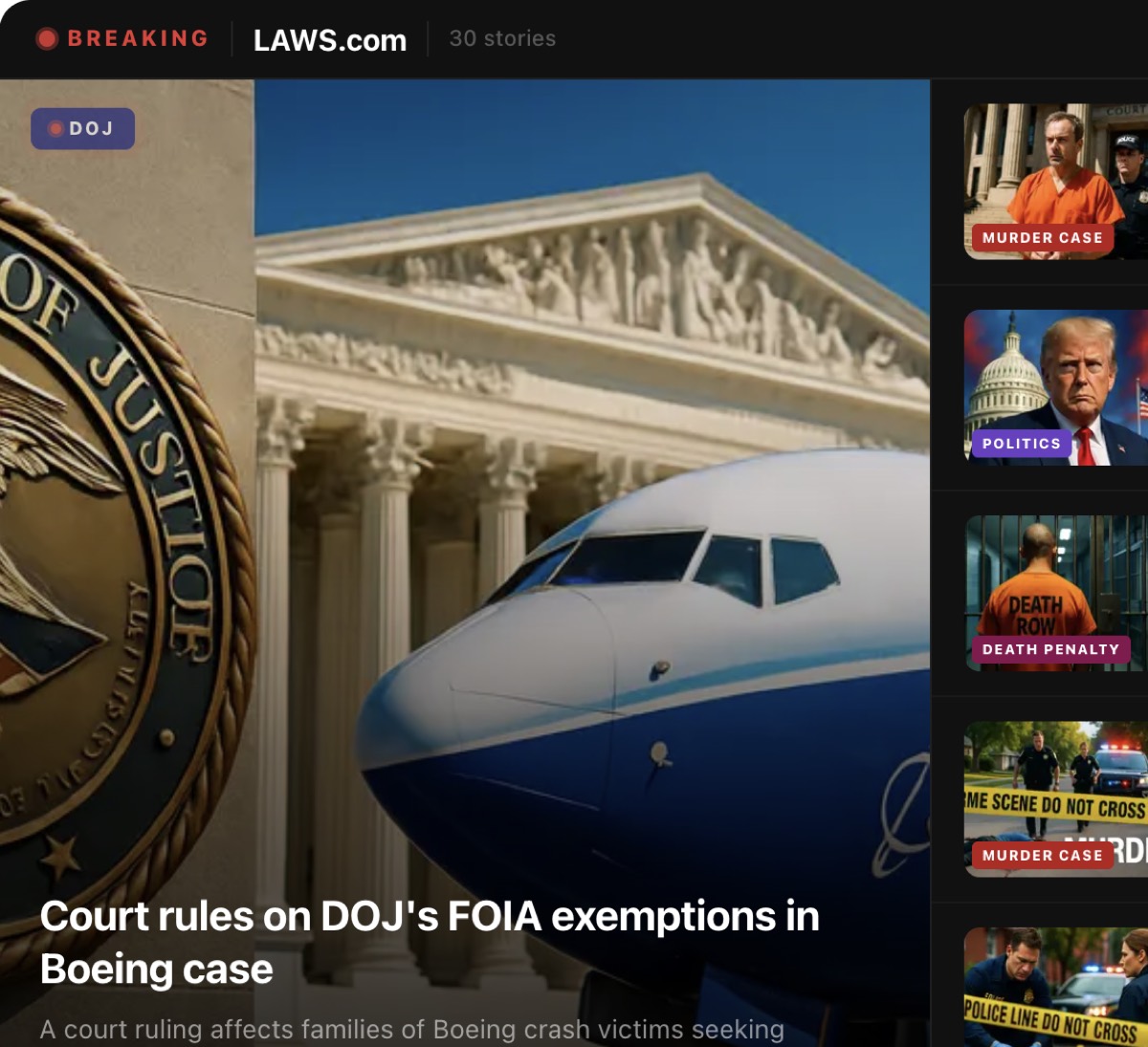 Laws.com homepage news widget